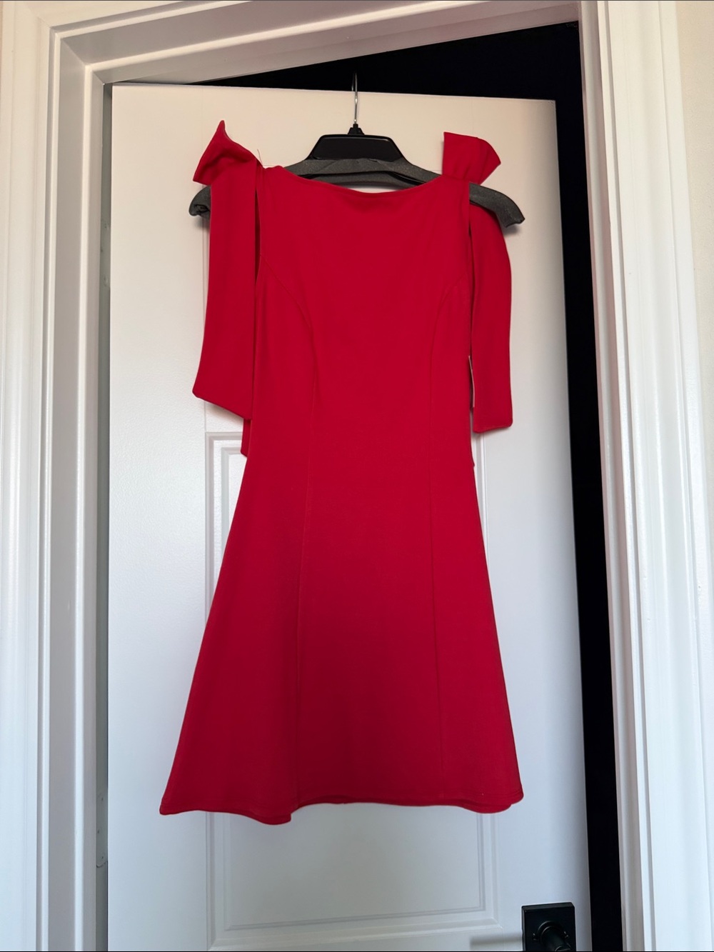 Blue Blush Red Cold-Shoulder Fit-and-Flare Mini Dress